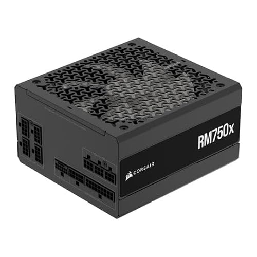 Corsair RM750x Alimentation ATX Entièrement Modulaire Silencieuse Compatible ATX 3.1, PCIe 5.1, Cybenetics Gold Efficiency, Connecteur natif 12V-2x6, Noir