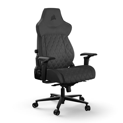 Corsair TC500 Luxe Fauteuil Gaming – Tissu Respirant de Qualité Supérieure – Sièges Larges – Accoudoirs Réglables dans Cinq Directions – Support Lombaire Réglable – Inclinaison 90-135 degré – Ombre