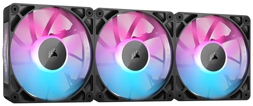 CORSAIR iCUE LINK RX120 RGB 120mm Ventilateurs PWM avec Hub Système iCUE LINK - Roulement à Dôme Magnétique - Triple Pack - Noir