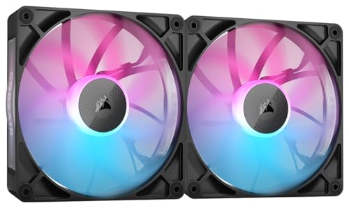 CORSAIR iCUE LINK RX140 RGB 140mm Ventilateurs PWM avec Hub Système iCUE LINK - Roulement à Dôme Magnétique - Dual Pack - Noir
