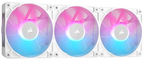 CORSAIR iCUE LINK RX120 RGB 120mm Ventilateurs PWM avec Hub Système iCUE LINK - Roulement à Dôme Magnétique - Triple Pack - Blanc