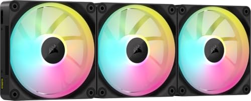 CORSAIR iCUE Link LX120 RGB 120 mm PWM Ventilateurs Paquet Triple – Double Boucles Lumineuses – Inclut iCUE Link System Hub – Technologie CORSAIR AirGuide – Noir
