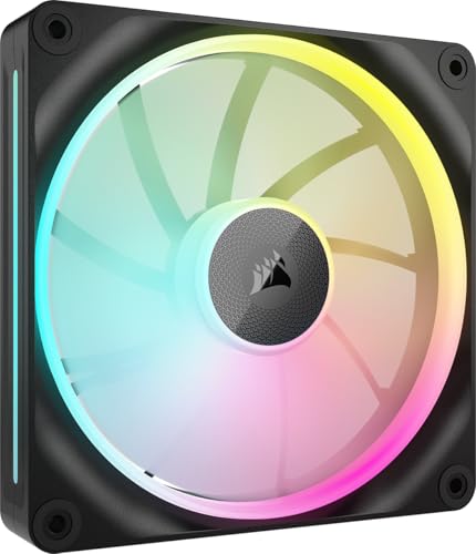 CORSAIR iCUE Link LX140 RGB 140 mm PWM Ventilateur Paquet Unique – Double Boucles Lumineuses – Requiert Le iCUE Link System Hub (Vendu Séparément) – Technologie CORSAIR AirGuide – Noir