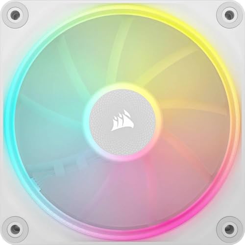 CORSAIR iCUE Link LX120 RGB 120 mm PWM Ventilateurs Paquet Triple – Double Boucles Lumineuses – Inclut iCUE Link System Hub – Technologie CORSAIR AirGuide – Blanc