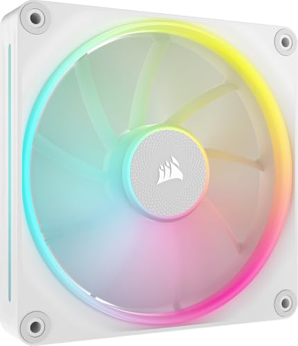 CORSAIR iCUE Link LX140 RGB 140 mm PWM Ventilateur Paquet Unique – Double Boucles Lumineuses – Requiert Le iCUE Link System Hub (Vendu Séparément) – Technologie CORSAIR AirGuide – Blanc