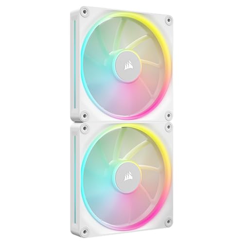 CORSAIR iCUE Link LX140 RGB 140 mm PWM Ventilateurs Paquet Double – Double Boucles Lumineuses – Inclut iCUE Link System Hub – Technologie CORSAIR AirGuide – Blanc