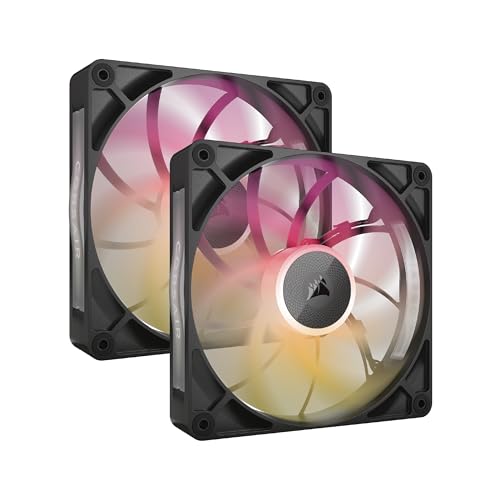 CORSAIR iCUE Link RX140 Max RGB 140mm PWM Ventilateur Épaiss avec iCUE Link System Hub – Pression Statique Élevée – Palier à Dôme Magnétique – Double Pack – Noir