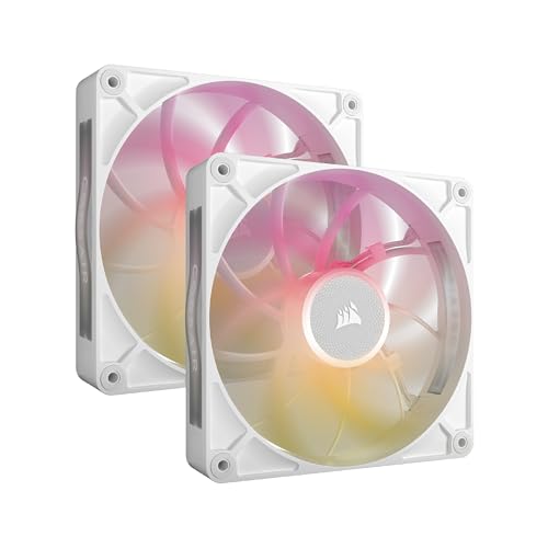 CORSAIR iCUE Link RX140 Max RGB 140mm PWM Ventilateur Épaiss avec iCUE Link System Hub – Pression Statique Élevée – Palier à Dôme Magnétique – Double Pack – Blanc