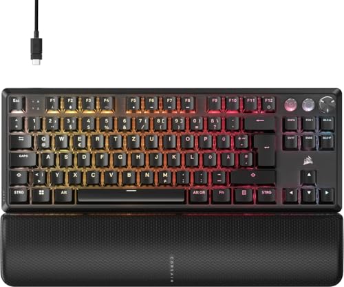Corsair K70 Pro TKL RGB Clavier de Jeu mécanique Filaire magnétique – Commutateurs réglables MGX Hyperdrive pré-lubrifiés – Effet Lobby déclencheur Rapide 8000 Hz – QWERTZ – Noir