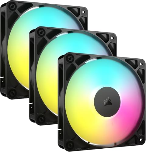 CORSAIR RS120 ARGB 120mm Ventilateurs PWM – Connexion Daisy-Chain – Faible Bruit – Roulement à Dôme Magnétique – Paquet Triple – Noir