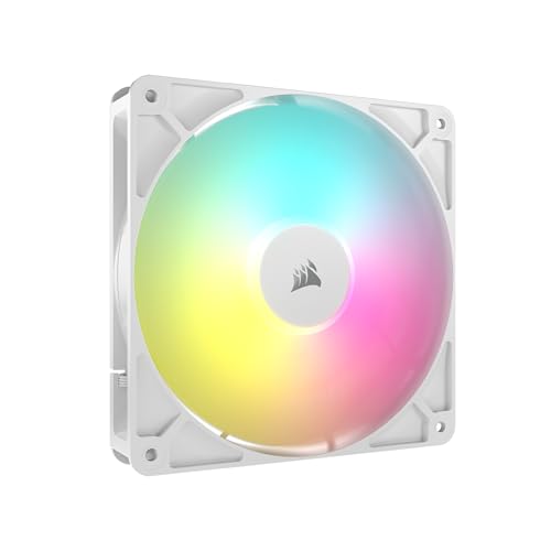 CORSAIR RS140 ARGB 140mm Ventilateur PWM – Connexion Daisy-Chain – Faible Bruit – Roulement à Dôme Magnétique – Paquet Unique – Blanc
