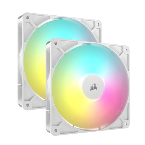 CORSAIR RS140 ARGB 140mm Ventilateurs PWM – Connexion Daisy-Chain – Faible Bruit – Roulement à Dôme Magnétique – Paquet Double – Blanc