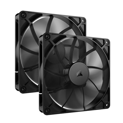 CORSAIR RS140 140mm Ventilateurs PWM – Connexion Daisy-Chain – Faible Bruit – Roulement à Dôme Magnétique – Paquet Double – Noir