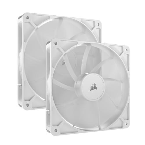 CORSAIR RS140 140mm Ventilateurs PWM – Connexion Daisy-Chain – Faible Bruit – Roulement à Dôme Magnétique – Paquet Double – Blanc