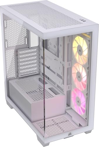 CORSAIR 3500X ARGB Boîtier PC ATX Mid-Tower à Double Chambre – Verre Trempé Panoramique - Connexion Inversée Compatible avec La Carte Mère –3X Ventilateurs CORSAIR RS120 ARGB Inclus – Blanc