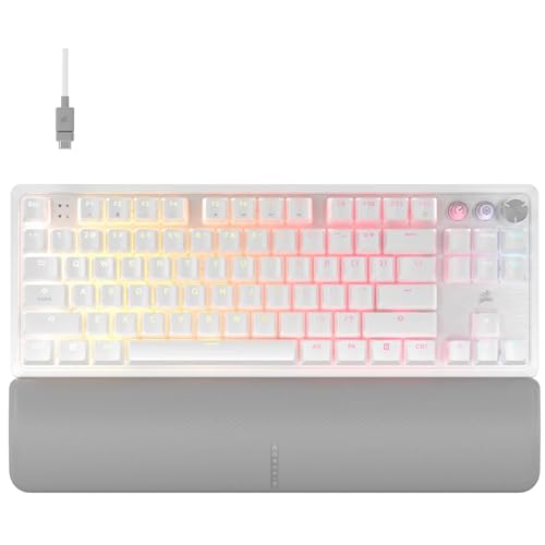Corsair K70 Pro TKL RGB Clavier de Jeu Magnétique Mécanique Filaire - Lubrifié avec Commutateurs Réglables MGX Hyperdrive, SOCD et Rapid Trigger, ABS Double-Shot, 8000Hz, QWERTY NA - Blanc