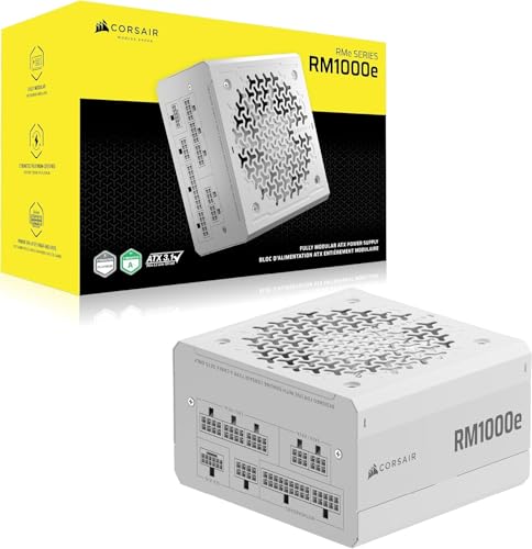 CORSAIR RM1000e (2025) Bloc d'alimentation ATX entièrement modulaire à faible bruit avec câble 12 V-2 x 6 - Conforme aux normes ATX 3.1 et PCIe 5.1, efficacité cybenetics or, condensateurs nominaux de