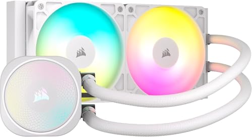 CORSAIR Nautilus 240 RS ARGB Refroidisseur Liquide pour CPU – 240mm AIO – Faible Bruit – Connexion Directe de Carte Mère – Intel LGA 1851 1700, AMD AM5 AM4 – 2X RS120 ARGB Ventilateurs Inclus – Blanc