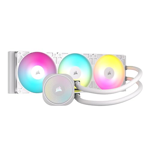 CORSAIR Nautilus 360 RS ARGB Refroidisseur Liquide pour CPU – 360mm AIO – Faible Bruit – Connexion Directe de Carte Mère – Intel LGA 1851 1700, AMD AM5 AM4 – 3X RS120 ARGB Ventilateurs Inclus – Blanc