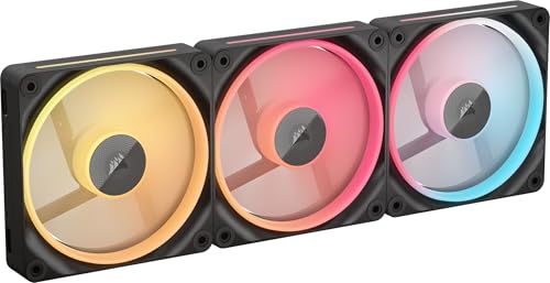 CORSAIR iCUE Link LX120-R RGB 120mm PWM Ventilateur Inversés – Kit Triple Ventilateur – Faible Bruit, CORSAIR Palier à Dôme Magnétique, Double Boucle Lumineuse, Vis QuikTurn™, Mode Zéro RPM – Noir