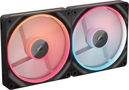 CORSAIR iCUE Link LX140-R RGB 140mm PWM Ventilateur Inversés – Kit Double Ventilateur – Faible Bruit, CORSAIR Palier à Dôme Magnétique, Double Boucle Lumineuse, Vis QuikTurn™, Mode Zéro RPM – Noir