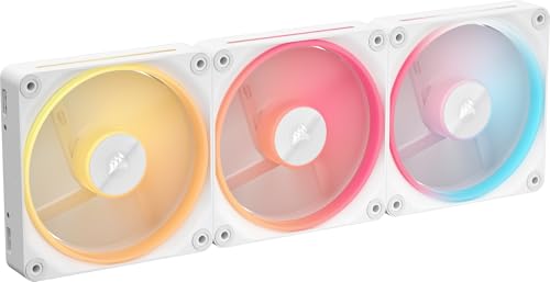 CORSAIR iCUE Link LX120-R RGB 120mm PWM Ventilateur Inversés – Kit Triple Ventilateur – Faible Bruit, CORSAIR Palier à Dôme Magnétique, Double Boucle Lumineuse, Vis QuikTurn™, Mode Zéro RPM – Blanc
