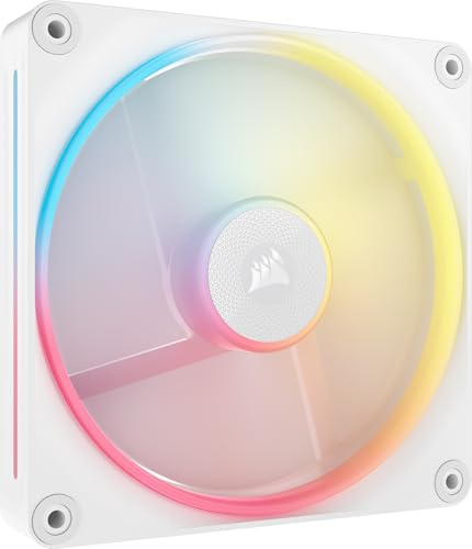 CORSAIR iCUE Link LX140-R RGB 140mm PWM Ventilateur Inversé – Ventilateur Individuel – Faible Bruit, CORSAIR Palier à Dôme Magnétique, Double Boucle Lumineuse, Vis QuikTurn™, Mode Zéro RPM – Blanc