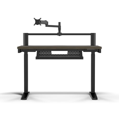 CORSAIR Platform 4 Elevate – 120 cm x 76 cm, Hauteur Réglable, Bureau d'ordinateur Électrique Debout Home Office Gaming Desk, Bras d’écran Inclus – Teinture de Noyer Foncé