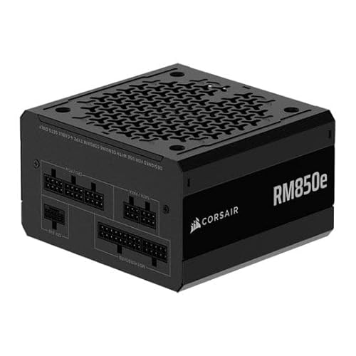 CORSAIR RM850e (2025) Bloc d'alimentation ATX entièrement modulaire à faible bruit avec câble 12 V-2 x 6 – Conforme aux normes ATX 3.1 et PCIe 5.1, efficacité Cybenetics Gold, condensateurs nominaux à