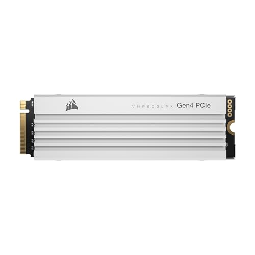 Corsair MP600 Pro LPX 1To M.2 NVMe PCIe x4 Gen4 SSD - Optimisé pour PS5 (Jusqu'à 7 100 Mo Sec en Lecture Séquentielle et 5 800 Mo Sec en Écriture Séquentielle, Interface Haute Vitesse) Blanc