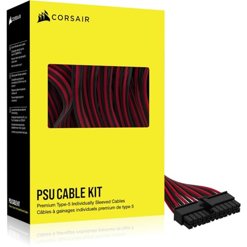 Corsair Câbles d'alimentation de Type 5 à Gaine individuelle - Kit de démarrage - Noir et Rouge