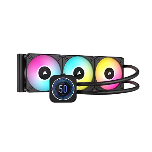 Corsair iCUE H150i Elite LCD XT Refroidisseur de CPU Liquide - Écran LCD IPS - Trois Ventilateurs AF120 RGB Elite - Radiateur 360mm - Convient à Intel® LGA 1700, AMD AM5, et Plus - Noir