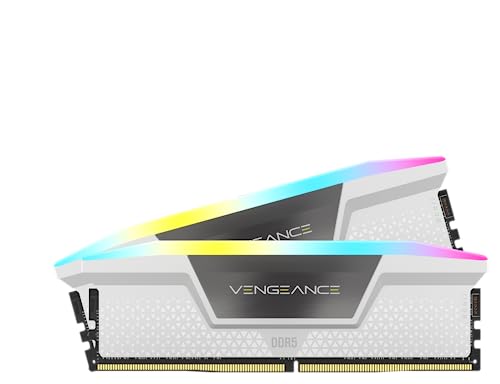 CORSAIR Vengeance RGB DDR5 RAM 32Go (2x16Go) Jusqu'à 6000MHz CL36 Mémoire Informatique Compatible Intel XMP iCUE - Blanc (CMH32GX5M2B6000C36W)