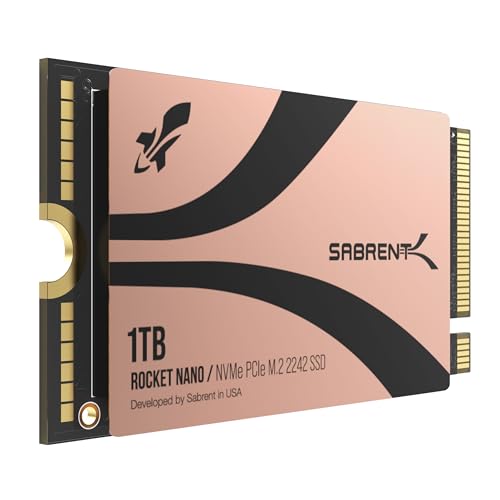 SABRENT Rocket 2242 Disque SSD Interne NVMe 1 to, PCIe 4.0 x4 M.2 2242, TLC NAND, jusqu'à 7300 Mo s en Lecture et 6400 Mo s en écriture, SSD Compact pour Ordinateurs Portables, Mini PC et appareils