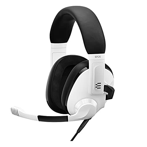 EPOS Audio H3 Casque de Jeu Acoustique fermé avec Microphone antibruit, Audio Plug Play, réglable, Ergonomique, pour PC, Mac, PS4, PS5, Switch, Xbox - Blanc