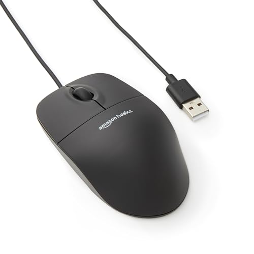 Amazon Basics Souris Optique USB à 3 Boutons pour Windows et Mac OS X Noir