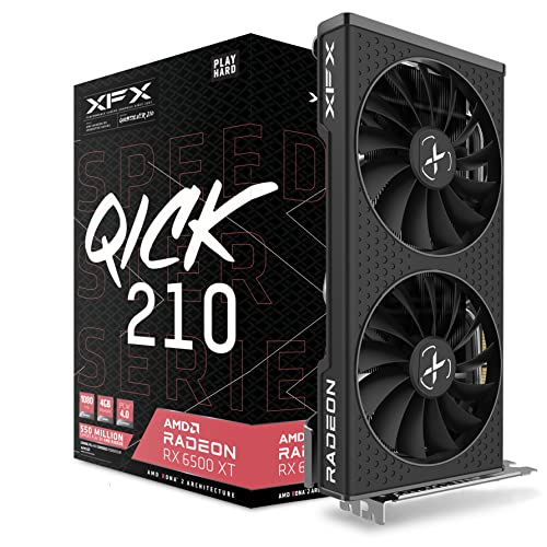 XFX Speedster QICK210 Radeon RX 6500XT Black Carte Graphique de Jeu avec 4 GB GDDR6 HDMI, AMD RDNA™ 2 (RX-65XT4DBDQ)