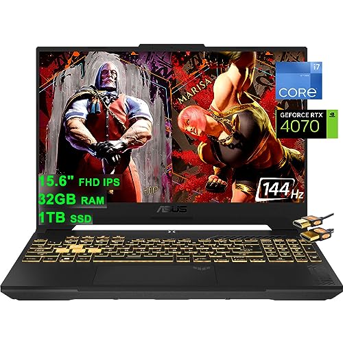 Asus TUF F15 Ordinateur portable de jeu 15,6 FHD 144 Hz Intel 14 cœurs i7-12700H (Beat i9-11950H) 32 Go de RAM 1 To SSD GeForce RTX 4070 8 Go Graphique rétroéclairé Thunderbolt 4 USB-C Win11 Gris
