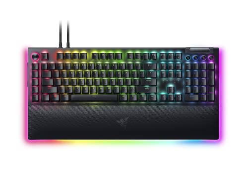 Razer BlackWidow V4 Pro Clavier de jeu mécanique filaire commutateurs jaunes – Linéaire et silencieux – Touches ABS Doubleshot – Cadran de commande – Macros programmables – Chroma RVB –