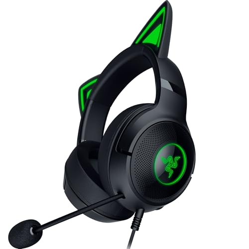 Razer Kraken Kitty V2 Casque Filaire USB RVB Chroma Kitty Ears - Éclairage réactif - Micro cardioïde HyperClear - Pilotes Triforce 40 mm - Son Surround 7.1 - Noir Classique