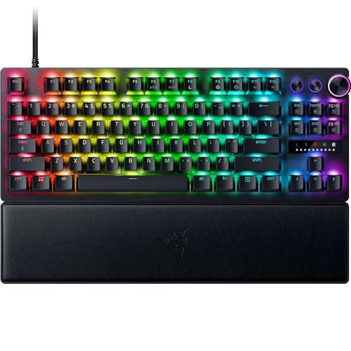 Clavier de Jeu Huntsman V3 Pro TKL Esports commutateurs optiques analogiques avec déclenchement Rapide et actionnement réglable – Touches multimédia et Cadran – Touches PBT Doubleshot – Plaque