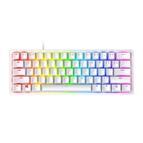 Razer Huntsman Mini Clavier de Jeu 60 commutateurs optiques linéaires - Mode déclenchement Rapide - Éclairage RVB Chroma - Touches PBT - Mémoire intégrée - Snap Tap - Blanc