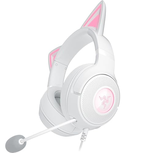 Razer Kraken Kitty V2 Casque Filaire USB RGB Oreilles de Kitty Chroma RGB - Éclairage réactif - Micro cardioïde HyperClear - Pilotes de 40 mm - Son Surround 7.1 - Coussinets d'oreille Confortables