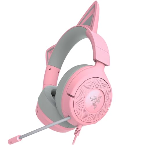 Razer Kraken Kitty V3 X Casque de jeu filaire Kitty Ears - Micro cardioïde HyperClear - Pilotes de 40 mm - Son surround 7.1 - Coussinets d'oreille confortables - Plateforme croisée via PC de 3,5 mm