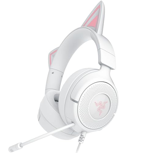 Razer Kraken Kitty V3 X Casque de Jeu Filaire Kitty Ears - Micro cardioïde HyperClear - Pilotes de 40 mm - Son Surround 7.1 - Coussinets d'oreille Confortables - Plateforme croisée Via PC de 3,5 mm