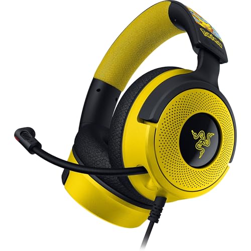 Razer Kraken V4 X Casque Gaming Filaire Pilotes 40mm - Micro Cardioïde - Coussins en Mousse à Mémoire - Éclairage Chroma RGB - Câble Type C Type A - pour PC, Mac, PS5, Nintendo Switch - Pokémon