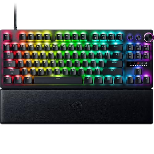 Razer Clavier de Jeu Huntsman V3 Pro TKL 8 KHz Esports Commutateurs optiques analogiques Gen 2-8000 Hz Polling Snap Tap - Déclenchement Rapide - Actionnement réglable - Commandes médias - Touches