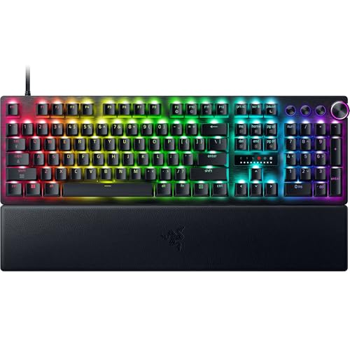 Razer Clavier de Jeu Huntsman V3 Pro 8 kHz Esports Commutateurs optiques analogiques Gen 2-8000 Hz Polling Snap Tap - Déclenchement Rapide - Actionnement réglable - Commandes multimédias - Touches