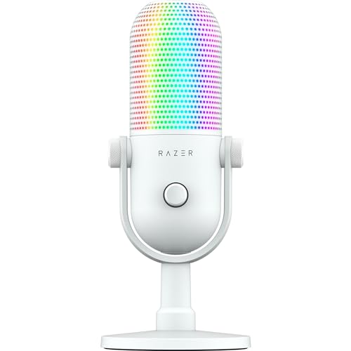 Razer Seiren V3 Chroma 32 Bits DSP, Microphone USB-C pour PC et Mac, Blanc