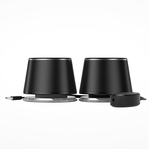 Amazon Basics Haut-parleurs Bluetooth et USB pour ordinateur, 2 unité, Taille L, Éclairage de Noir